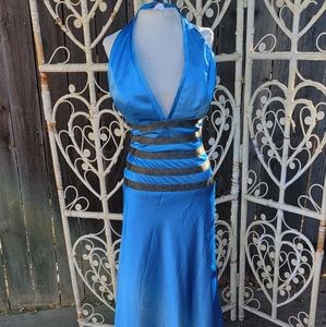 Blue halter top gown